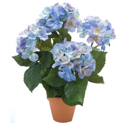 Kunstplant hortensia - blauw - Hydrangea Macrophylla - 40 cm