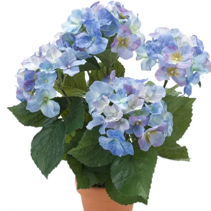 Kunstplant hortensia - blauw - Hydrangea Macrophylla - 40 cm 2