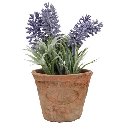 True to Nature Kunstplant - lavendel - in terracotta pot - 15 cm