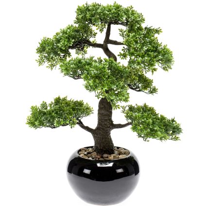 Kunstplant Bonsai boompje - Ficus Retusa - in pot - 47 cm
