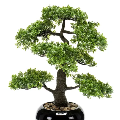 Kunstplant Bonsai boompje - Ficus Retusa - in pot - 47 cm 2