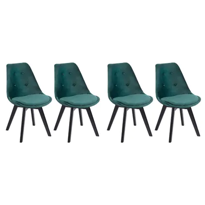 Lot de 4 chaises en velours NORA vertes avec coussin 3