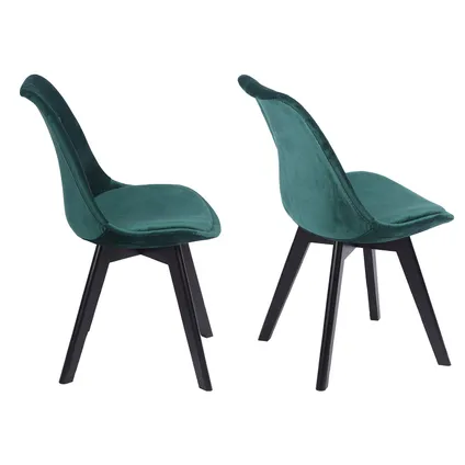 Set van 4 groene NORA fluwelen stoelen met kussen 4