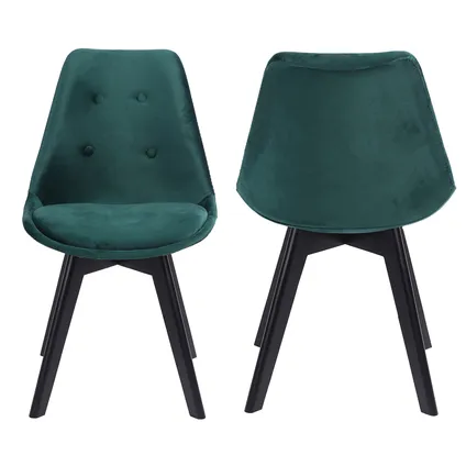 Set van 4 groene NORA fluwelen stoelen met kussen 5