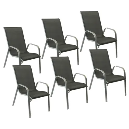 Set van 6 MARBELLA stoelen in grijs textilene - grijs aluminium 2