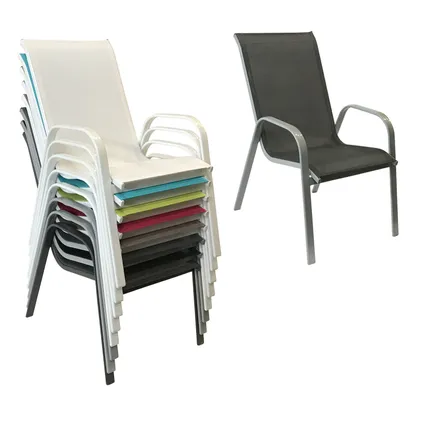 Set van 6 MARBELLA stoelen in grijs textilene - grijs aluminium 3