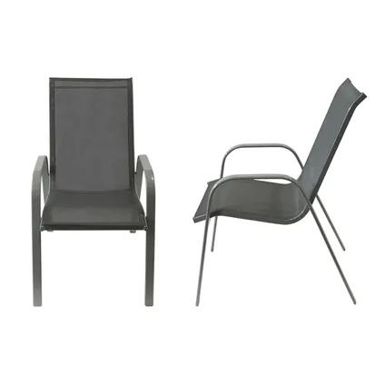 Set van 6 MARBELLA stoelen in grijs textilene - grijs aluminium 4