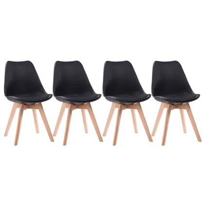 Lot de 4 chaises scandinaves NORA noires avec coussin 3