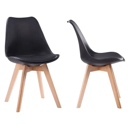 Set van 4 zwarte NORA Scandinavische stoelen met kussen 4