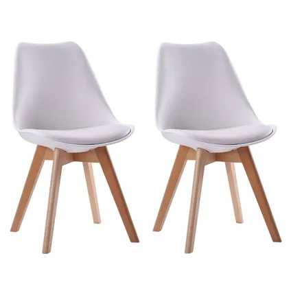Set van 2 witte NORA Scandinavische stoelen met kussen 3