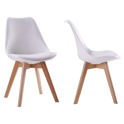 Set van 2 witte NORA Scandinavische stoelen met kussen 4
