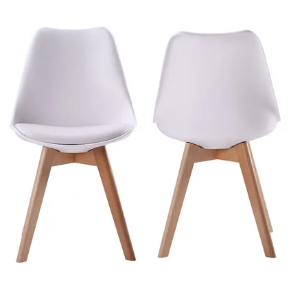 Set van 2 witte NORA Scandinavische stoelen met kussen 5