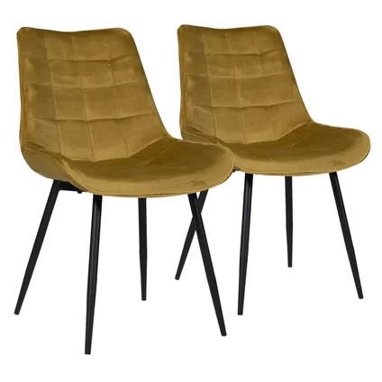 Set van 2 fluwelen stoelen LOUISE mosterd 3