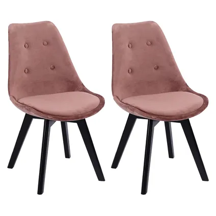 Set van 2 roze NORA fluwelen stoelen met kussen 3