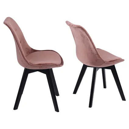 Set van 2 roze NORA fluwelen stoelen met kussen 4