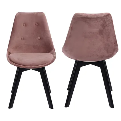 Set van 2 roze NORA fluwelen stoelen met kussen 5