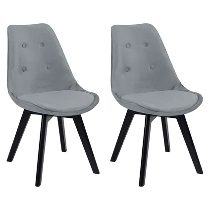 Set van 2 grijze NORA fluwelen stoelen met kussen 3