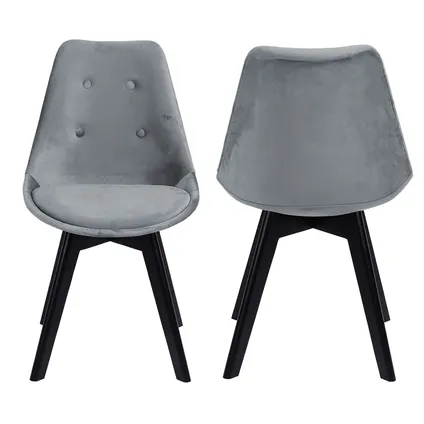 Set van 2 grijze NORA fluwelen stoelen met kussen 5