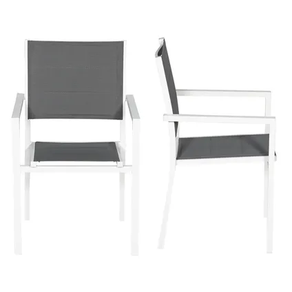 Set van 10 wit aluminium beklede stoelen - grijs textilene 3