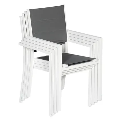 Set van 10 wit aluminium beklede stoelen - grijs textilene 4