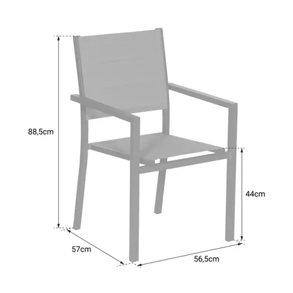 Set van 10 wit aluminium beklede stoelen - grijs textilene 5