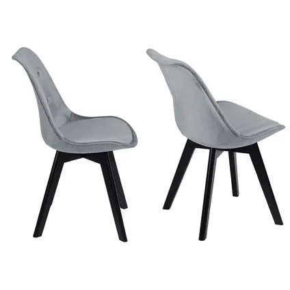 Set van 4 grijze NORA fluwelen stoelen met kussen 4