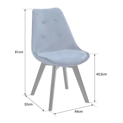 Set van 4 grijze NORA fluwelen stoelen met kussen 6