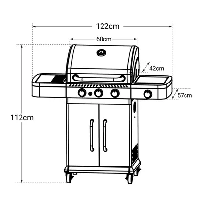 Cook'in Garden - Barbecue au gaz FIDGI 3 avec thermomètre - 3 brûleurs + réchaud 11,5kW 5
