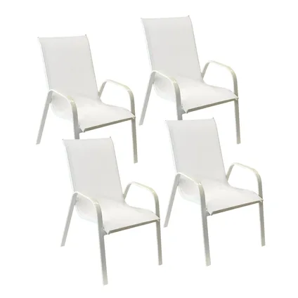 Set van 4 MARBELLA stoelen in wit textilene - wit aluminium 2