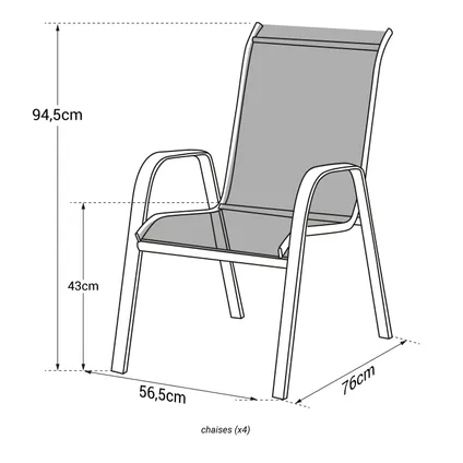 Set van 4 MARBELLA stoelen in wit textilene - wit aluminium 5