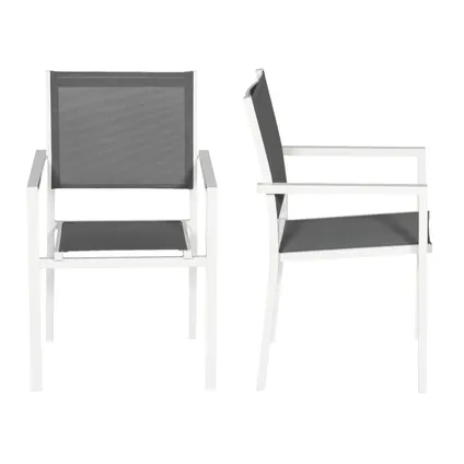Lot de 6 chaises en aluminium blanc - textilène gris 3