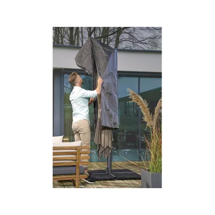 Perel Housse d'extérieur pour parasol, gris, 165 cm x 30 cm 3