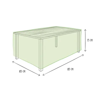 Perel Buitenhoes voor tafel tot 180 cm, grijs, rechthoekig, 105x185x75cm, Rechthoekig, Geweven plypr 3