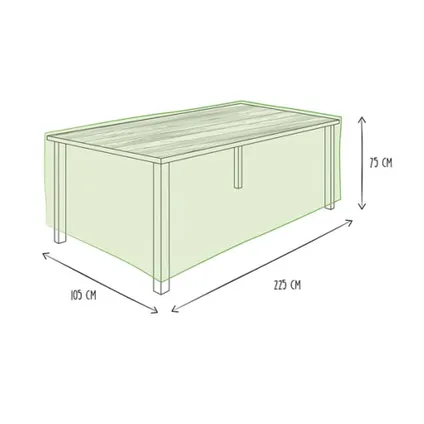 Perel Buitenhoes voor tafel tot 220 cm, grijs, rechthoekig, 105x225x75cmRechthoekig, Geweven plypropyleen 3