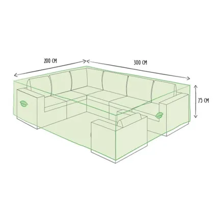 Perel Buitenhoes voor loungeset, beigegrijs, rechthoekig, 200x300x75cm, Rechthoekig, Polyester 5