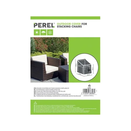 Perel Buitenhoes voor stapelstoelen, voor 4-6 gestapelde stoelen, grijs, 66x66x128cmTrapeziumvormig, Geweven plypro 3