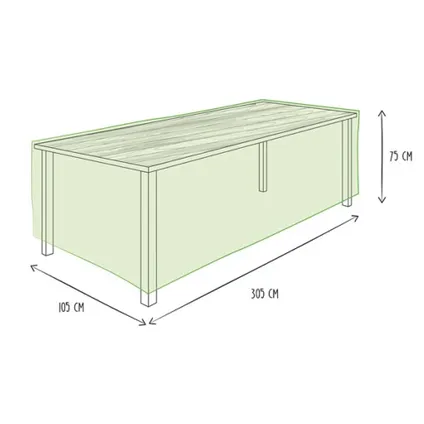 Perel Buitenhoes voor tafel tot 300 cm, grijs, rechthoekig, 110x305x75cmRechthoekig, Geweven plypropyleen 3