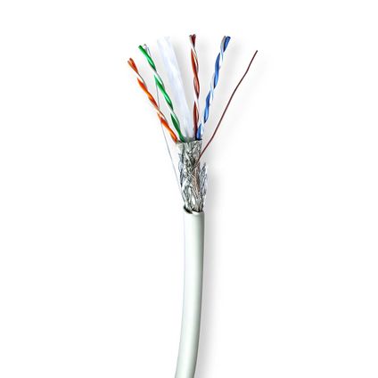 Nedis - Netwerk Kabel Rol | CAT6 | Solid | S/FTP | Koper | 305 m | Grijs