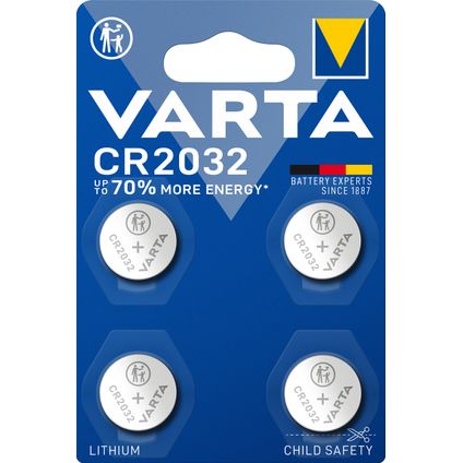 Pile alcaline Varta Lithium Coin CR2032 4 pièces