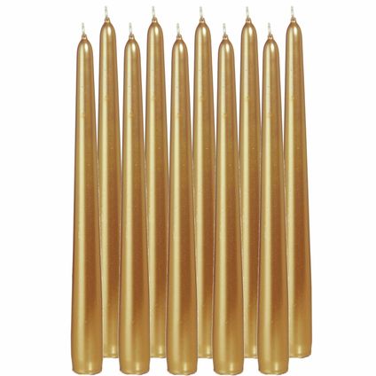 Trend Candles Dinerkaarsen - 12 stuks - goud - 8 branduren - 25 cm