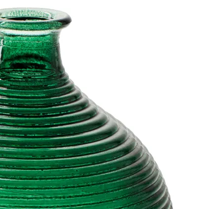 Jodeco Bloemenvaas - groen glas - ribbel - D16 x H20 cm 2