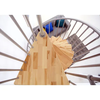 Escalier en colimaçon cadence - diamètre 120cm - métal gris avec marches en hêtre et rampe en PVC 2