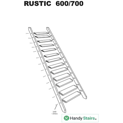 HandyStairs escalier droit "Rustic60" - Largeur 60cm - Hauteur 280cm - 13 marches en bois de pin (30mm) 4