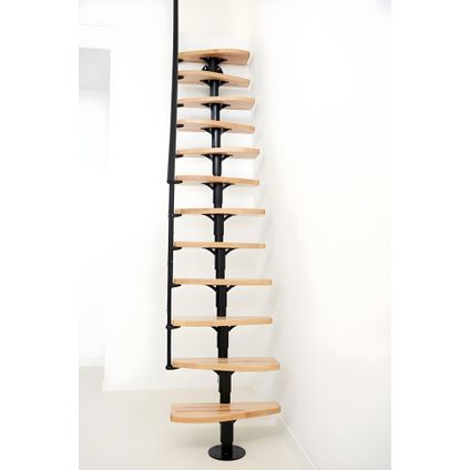 Escalier polyvalent gain de place "NIZZA" - Métal noir avec marches en hêtre - Largeur 63cm - Hauteur maximum 294