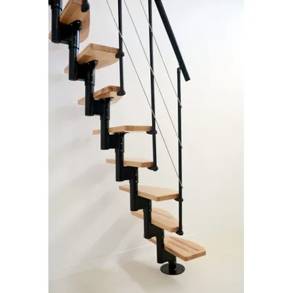 Escalier polyvalent gain de place "NIZZA" - Métal noir avec marches en hêtre - Largeur 63cm - Hauteur maximum 294 2