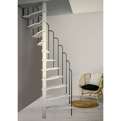 HandyStairs Escalier en colimaçon "Alpha" - hauteur 299 cm - Cage d'escalier 145x75 cm - 12 marches en pin