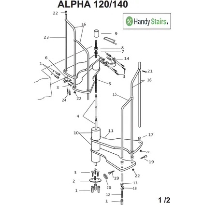 HandyStairs Escalier en colimaçon "Alpha" - hauteur 299 cm - Cage d'escalier 145x75 cm - 12 marches en pin 5