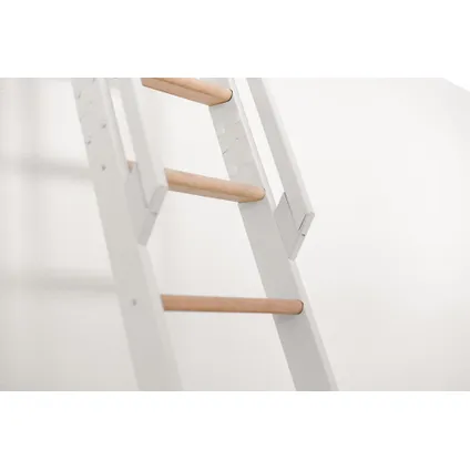 Escalier extensible - H=152 cm - Marches en hêtre - métal blanc 3