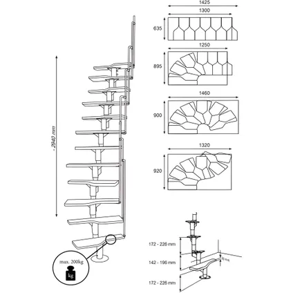 Escalier polyvalent Swirl - Métal avec marches en bois 3