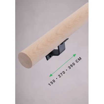 HANDYSTAIRS houten trapleuning - ronde leuning Ø 38 mm - eiken - 150cm - rechte uiteinden 3
